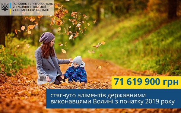 Продовжуємо інформувати про стягнення аліментів органами державної виконавчої служби юстиції Волині