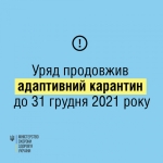 Уряд продовжив адаптивний карантин до 31 грудня 2021 року та спростив норми верифікації вакцинації